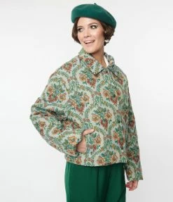 Polagram (Well Made) Vintage Green Floral Tapestry Jacquard Jacket