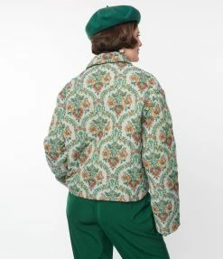 Polagram (Well Made) Vintage Green Floral Tapestry Jacquard Jacket