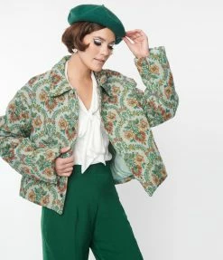 Polagram (Well Made) Vintage Green Floral Tapestry Jacquard Jacket