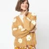 Polagram (Well Made) Brown 3D Daisy Cardigan
