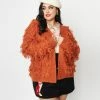 Polagram (Well Made) Trending Plus Size Orange Fringe Open Cardigan