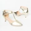 In Touch Footwear Flapper Shoes Champagne Leatherette T-Strap Pumps