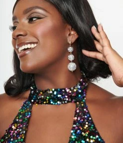 FAME Accessories Layered Disco Ball Drop Earrings