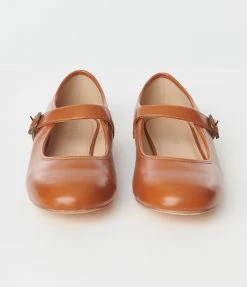 Demfon International (Chelsea Crew) Chelsea Crew Brown Leatherette Mary Jane Flats Shoes