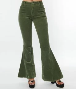 Saints & Hearts Trending Green Corduroy Flare Pants