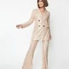 Saints & Hearts Champagne & Rose Gold Sequin Flare Pants Clothing