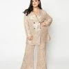Saints & Hearts Plus Size Champagne & Rose Gold Sequin Flare Pants Clothing