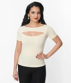 Lifestyle Group (UK) Ltd Clothing Cream Cut Out Knit Top