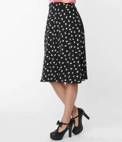 Lifestyle Group (UK) Ltd Clothing Black & White Strong Heart Swing Skirt