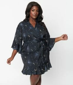 Unique Vintage Plus Size Midnight Galaxy Robe New Arrivals!