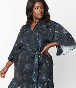 Unique Vintage Plus Size Midnight Galaxy Robe New Arrivals!