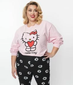 Clothing Hello Kitty X Smak Parlour Pink Heart Long Sleeve Unisex Tee