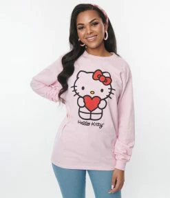 Clothing Hello Kitty X Smak Parlour Pink Heart Long Sleeve Unisex Tee