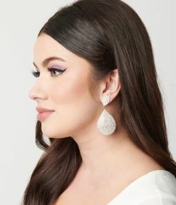 Joia Silver Rhinestone Drop Clip On Earrings