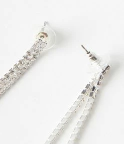 Joia Silver Rhinestone Dangling Earrings Flapper Accessories