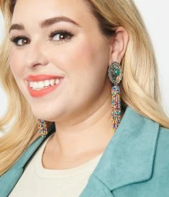 Joia Accessories Western Rainbow Bead Drop Earrings