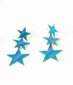 Joia Accessories Iridescent Blue Stars Drop Earrings