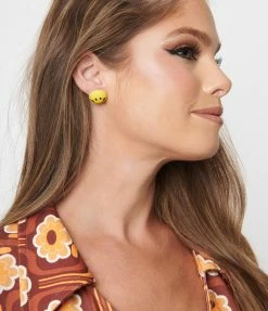 Joia Yellow Smiley Face Earrings Accessories