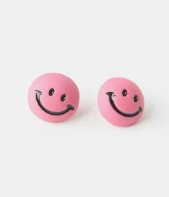 Joia Pink Smiley Face Earrings Accessories