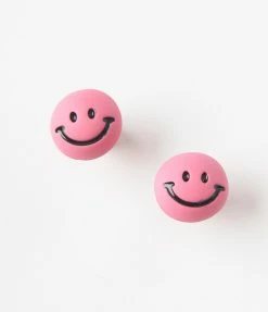 Joia Pink Smiley Face Earrings Accessories