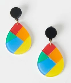 Joia Accessories Rainbow Geometric Pattern Drop Earrings