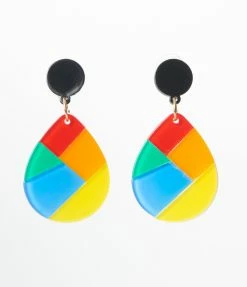 Joia Accessories Rainbow Geometric Pattern Drop Earrings