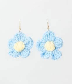 Joia Accessories Blue Crochet Daisy Earrings