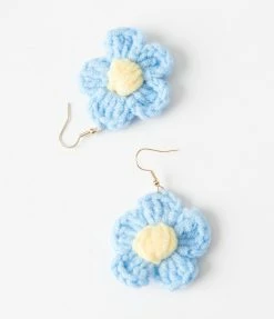 Joia Accessories Blue Crochet Daisy Earrings