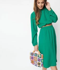 Joia Accessories Pink Floral Crochet Patchwork Handbag