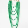 Joia Green Beaded Layer Necklace & Earring Set