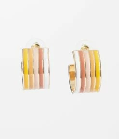 Joia Gold & Neutral Stripes Hoop Earrings