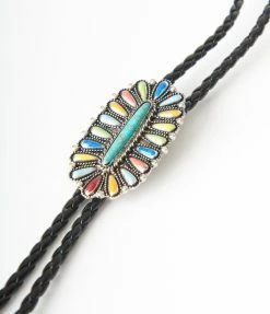 Joia Accessories Multicolor Turquoise Western Bolo Tie & Earrings Set