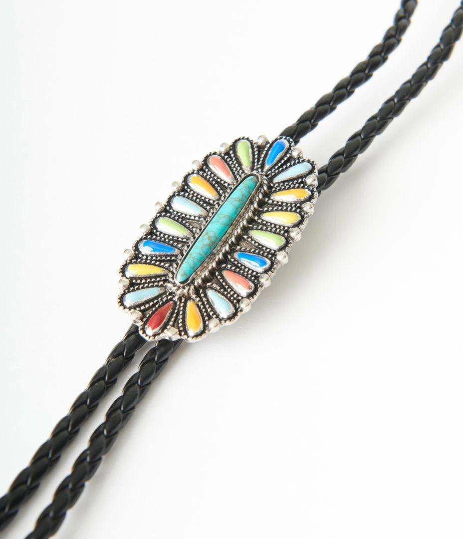 Joia Accessories Multicolor Turquoise Western Bolo Tie & Earrings Set