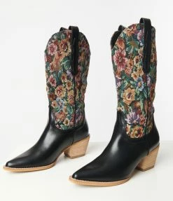 Mars Sky New Arrivals! Floral Jacquard Cowboy Boots