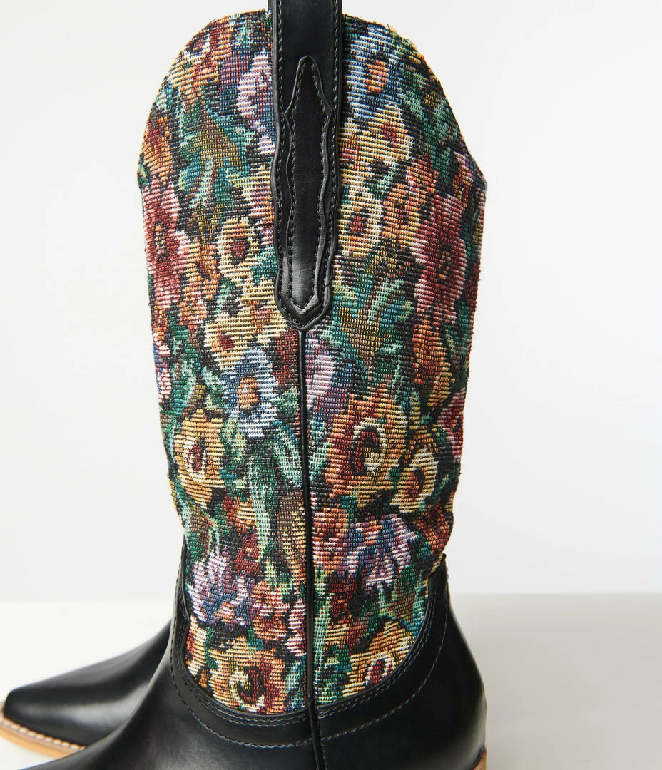 Mars Sky New Arrivals! Floral Jacquard Cowboy Boots