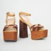 Mars Sky Shoes Brown Patchwork Platform Heel Sandals