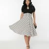 Atixo GmbH (Belsira) (Faire) White & Black Dot High Waisted Swing Skirt Clothing