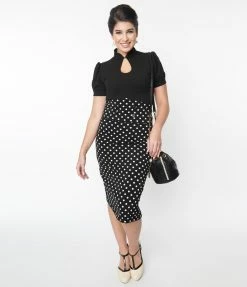 Atixo GmbH (Belsira) (Faire) Black & White Polka Dot Wiggle Skirt