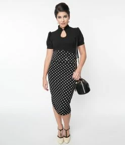 Atixo GmbH (Belsira) (Faire) Black & White Polka Dot Wiggle Skirt