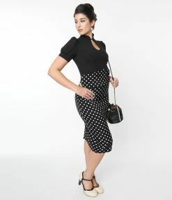 Atixo GmbH (Belsira) (Faire) Black & White Polka Dot Wiggle Skirt