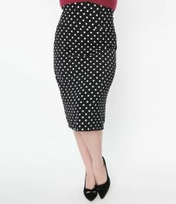 Atixo GmbH (Belsira) (Faire) Clothing Plus Size Black & White Polka Dot Wiggle Skirt