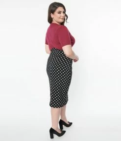Atixo GmbH (Belsira) (Faire) Clothing Plus Size Black & White Polka Dot Wiggle Skirt
