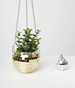 EGG 4 Inch Gold Disco Ball Hanging Planter Accessories