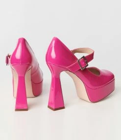 In Touch Footwear Hot Pink Patent Mary Jane Heels