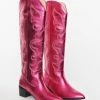In Touch Footwear Pink Metallic Cowboy Boot Shoes