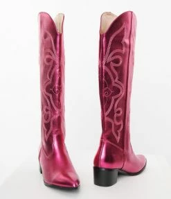 In Touch Footwear Pink Metallic Cowboy Boot Shoes