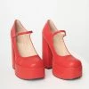 Qupid Red Platform Mary Jane Heels