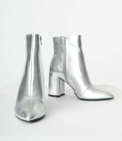 Qupid Shoes Silver Leatherette Booties