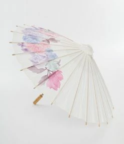 Faire (Weddingstar Inc.) Accessories Vintage Floral Paper & Bamboo Handle Parasol