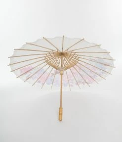 Faire (Weddingstar Inc.) Accessories Vintage Floral Paper & Bamboo Handle Parasol